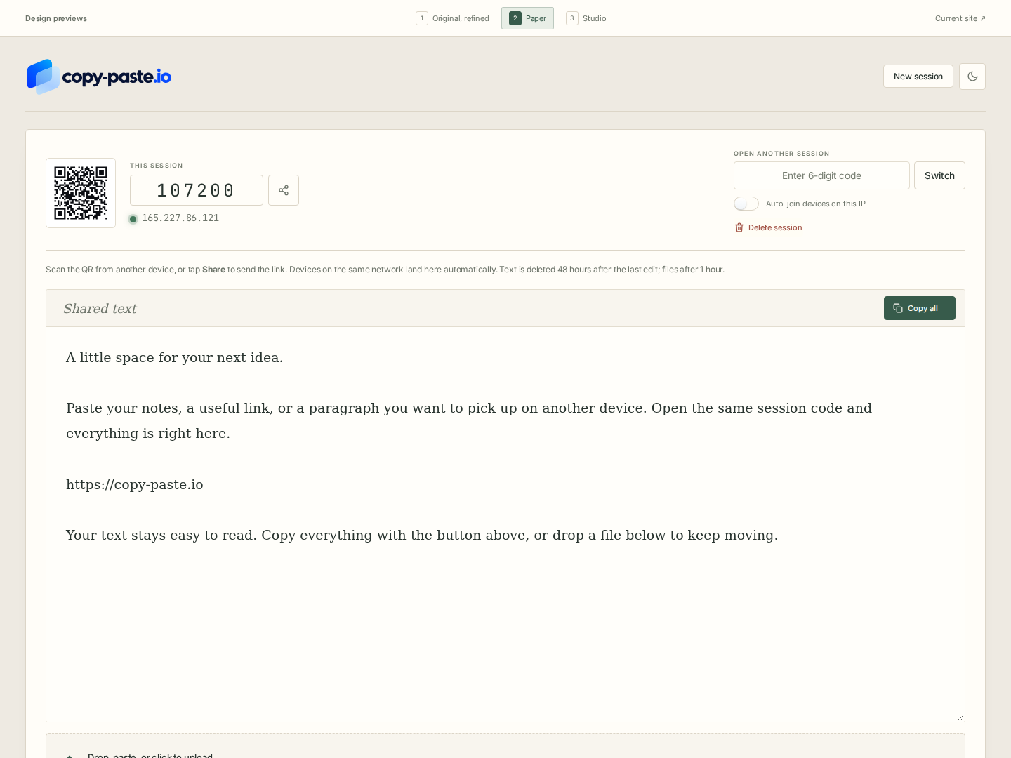 Paper design with warm ivory panels, green controls and serif writing